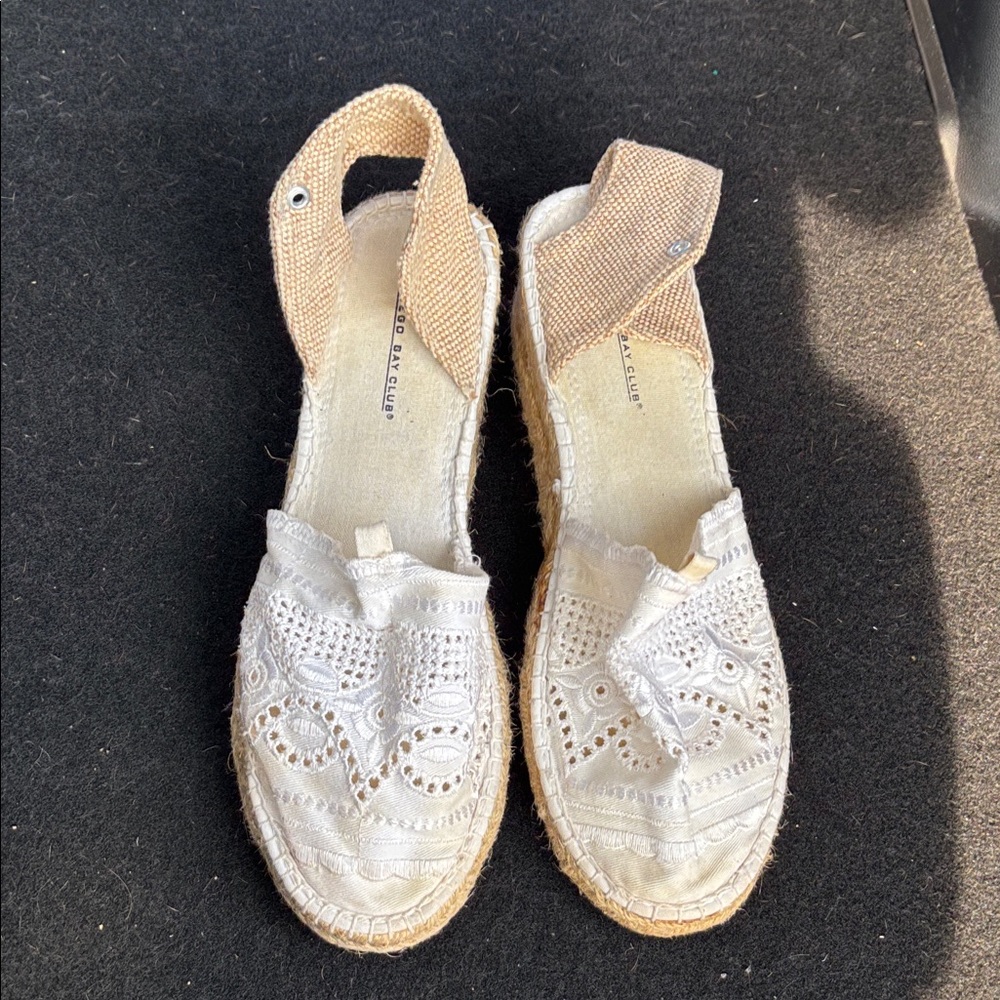 Soludos Cream Lace Espadrilles with Tan Strap